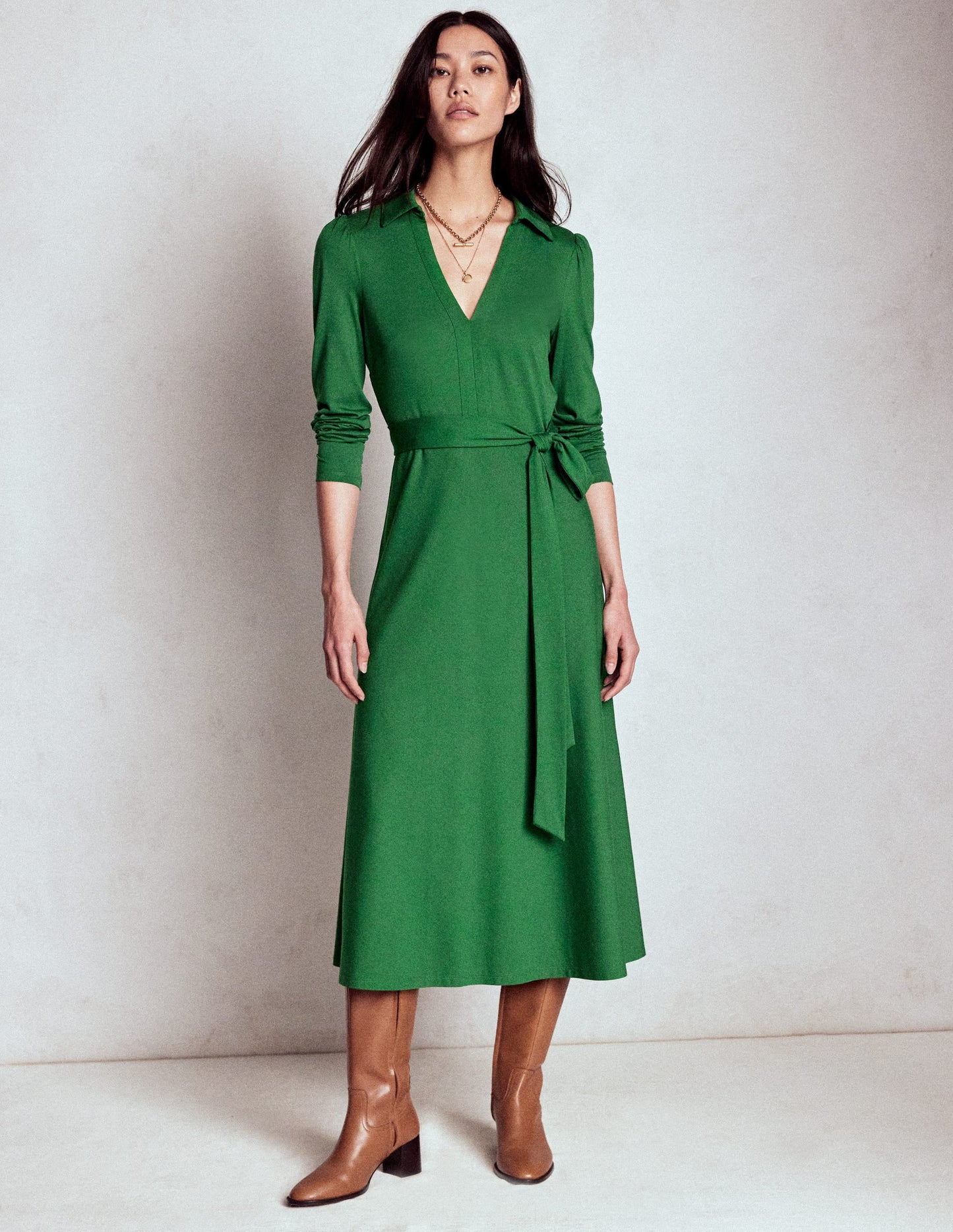 Imogen Collared Jersey Dress-Eden