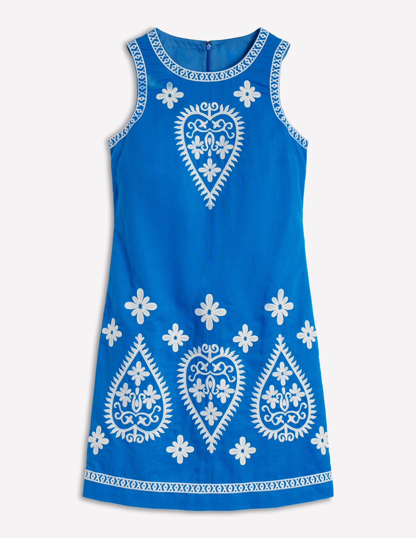 Linen Blend Shift Dress-Kingfisher Blue
