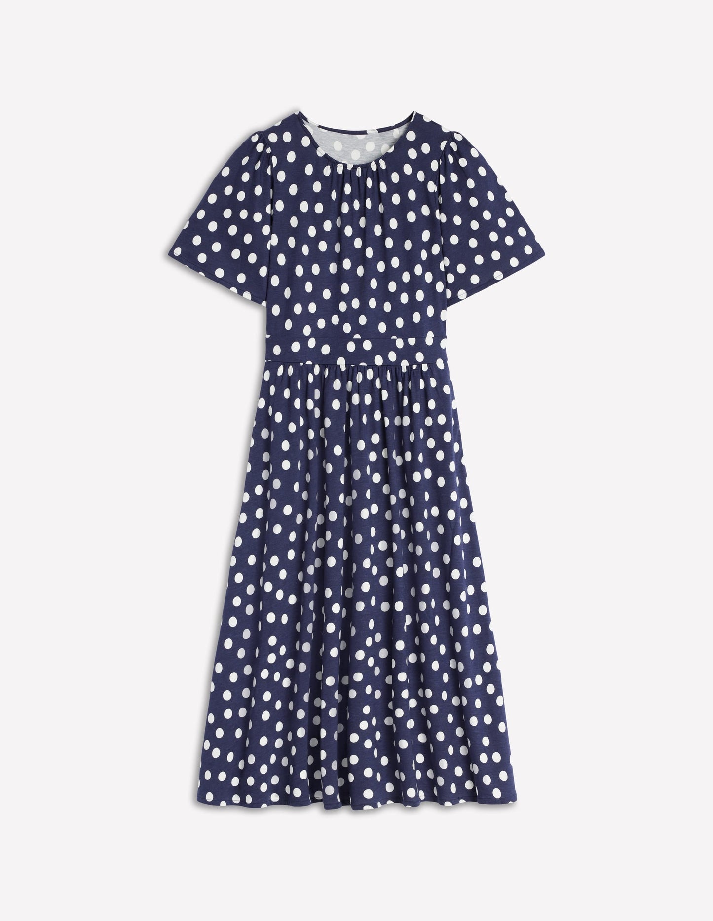 Louisa Jersey Midi Dress-French Navy, Painted Dot