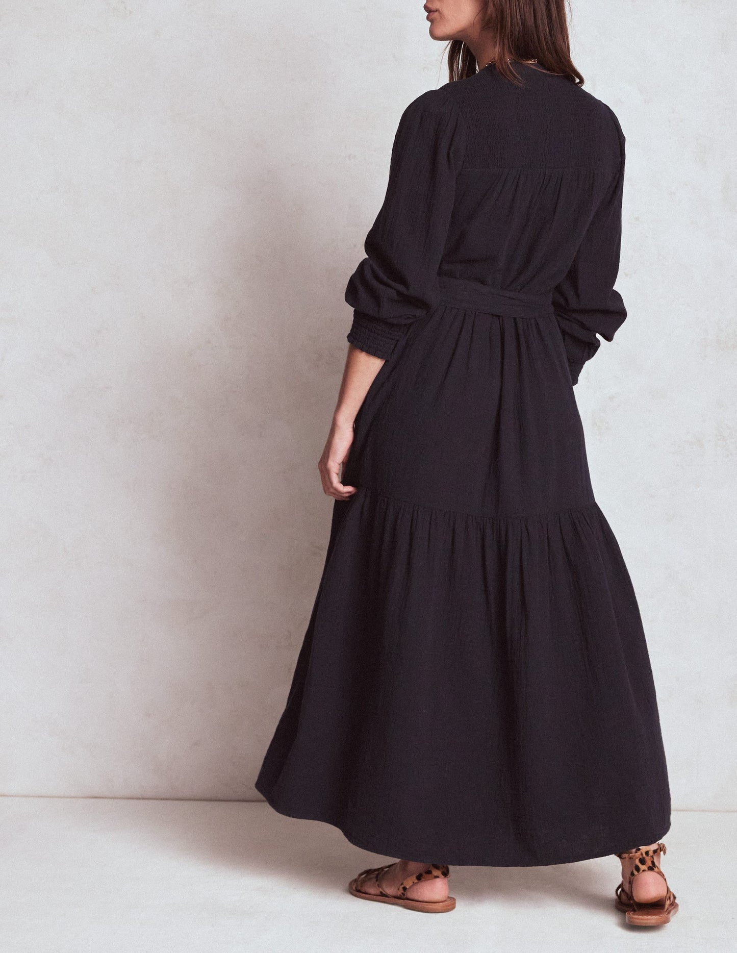 Cecily Double Cloth Midi Dress-Midnight Blue
